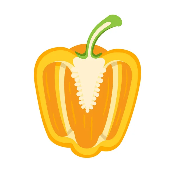 Süße Gelbe Paprika Isoliert Auf Weißem Hintergrund Paprika Cartoon Stil — Stockvektor