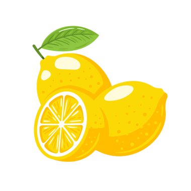 Beyaz arka planda sarı limon izole edilmiş. Düz stil. Vektör illüstrasyonu