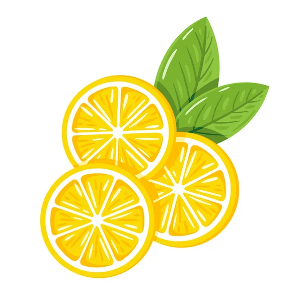 Žlutý Citron Izolovaný Bílém Pozadí Plochý Vektorová Ilustrace — Stockový vektor