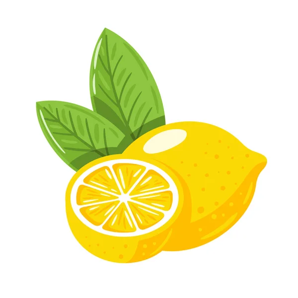 Желтый Лимон Изолирован Белом Фоне Плоский Стиль Векторная Иллюстрация Лицензионные Стоковые Иллюстрации