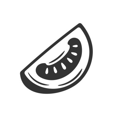 Beyaz arka planda izole edilmiş klasik domates. Siluet siyah domates. Vektör illüstrasyonu