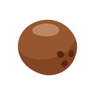 Hindistan cevizi simgesi beyaz arkaplanda izole edildi. Çizgi film tarzı. Vektör illüstrasyonu