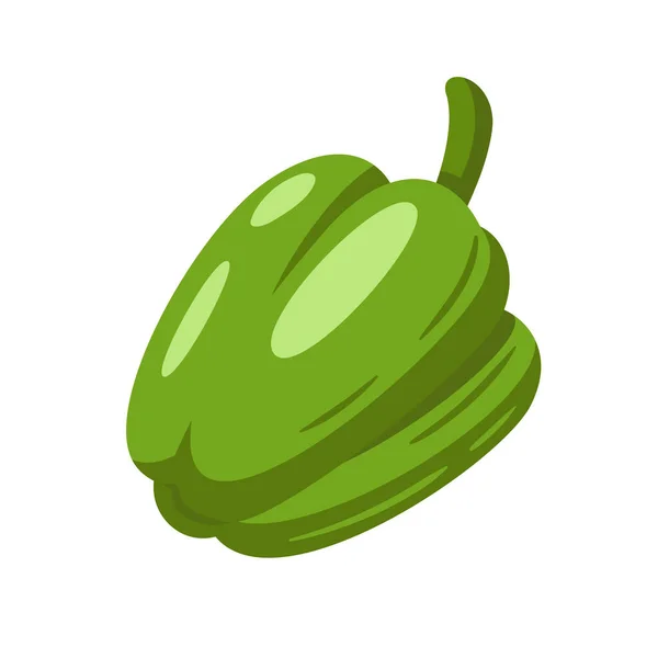 Sweet Green Bell Pepper Isolated White Background Bell Pepper Cartoon — Stock Vector