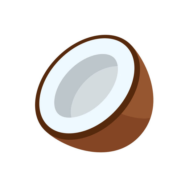 Coconut icon isolated on white background. Cartoon style. Vector illustration