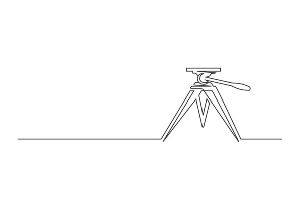 Retro Sinema Kamerası Tripodunun Sürekli Bir Çizimi Beyaz Arka Planda — Stok Vektör