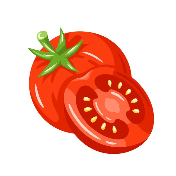 Tomate Vermelho Isolado Fundo Branco Ilustração Vetorial — Vetor de Stock