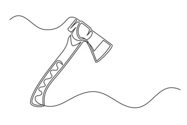 Kesintisiz bir baltayla. Beyaz arka planda izole edilmiş klasik balta. Marangozluk konsepti. Vektör illüstrasyonu