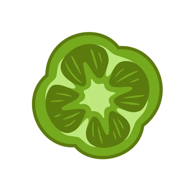 甜绿的甜椒在白色的背景上被分离出来 胡椒粉是卡通风格的 矢量说明 — 图库矢量图片