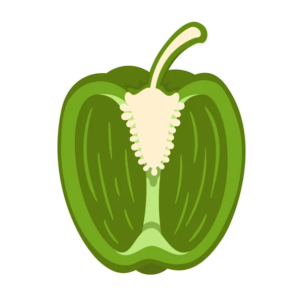 Süße Grüne Paprika Isoliert Auf Weißem Hintergrund Paprika Cartoon Stil — Stockvektor