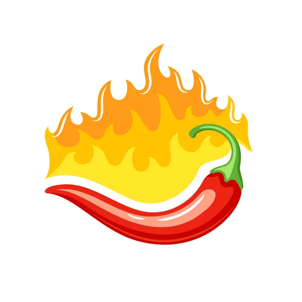 Red Chili Pepper Fire Cartoon Style Isolated White Background Hot — Stock Vector