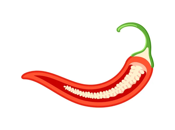 Czerwony Papryka Chili Stylu Kreskówki Izolowane Białym Tle Hot Chili — Wektor stockowy
