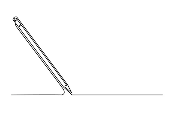 连续一行铅笔 古色古香的铅笔孤立在白色的背景上 木匠的概念 矢量说明 — 图库矢量图片