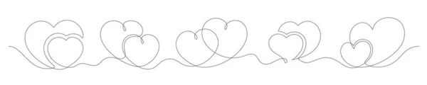 Набір Безперервних Сердець Однієї Лінії Урожайний Набір Сердець Ізольований Білому — стоковий вектор