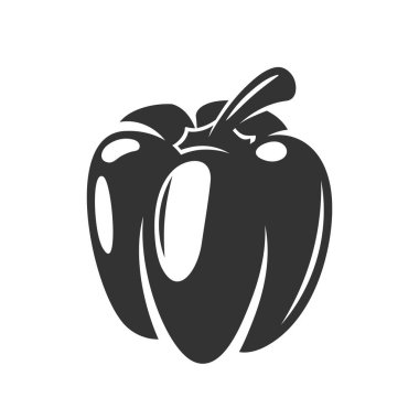 Beyaz arka planda izole edilmiş eski çan biberi. Kırmızı biber retro tarzında. Vektör illüstrasyonu