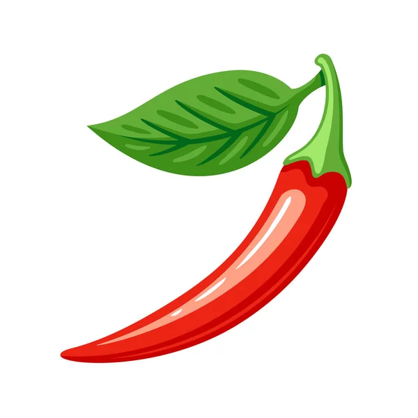 Röd Chili Peppar Tecknad Stil Isolerad Vit Bakgrund Varm Chili Stockillustration