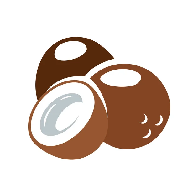 Кокосовая Икона Выделена Белом Фоне Карикатурный Стиль Векторная Иллюстрация Лицензионные Стоковые Векторы