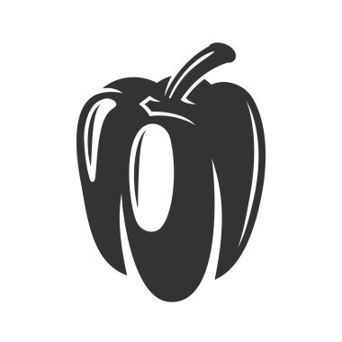 Beyaz arka planda izole edilmiş eski çan biberi. Kırmızı biber retro tarzında. Vektör illüstrasyonu