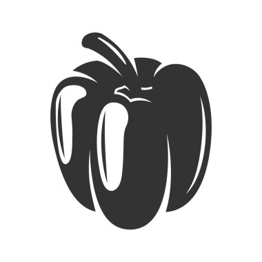 Beyaz arka planda izole edilmiş eski çan biberi. Kırmızı biber retro tarzında. Vektör illüstrasyonu