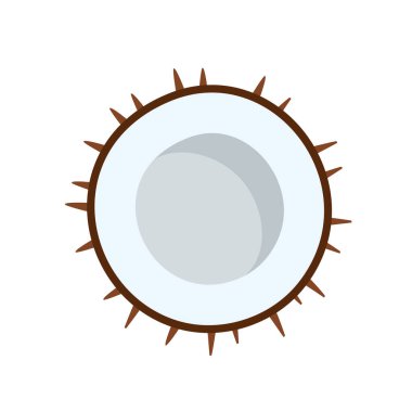 Hindistan cevizi simgesi beyaz arkaplanda izole edildi. Çizgi film tarzı. Vektör illüstrasyonu