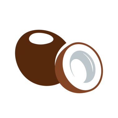 Hindistan cevizi simgesi beyaz arkaplanda izole edildi. Çizgi film tarzı. Vektör illüstrasyonu