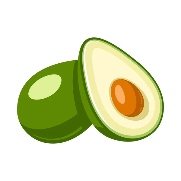 Groene Avocado Icoon Geïsoleerd Witte Achtergrond Vectorillustratie — Stockvector