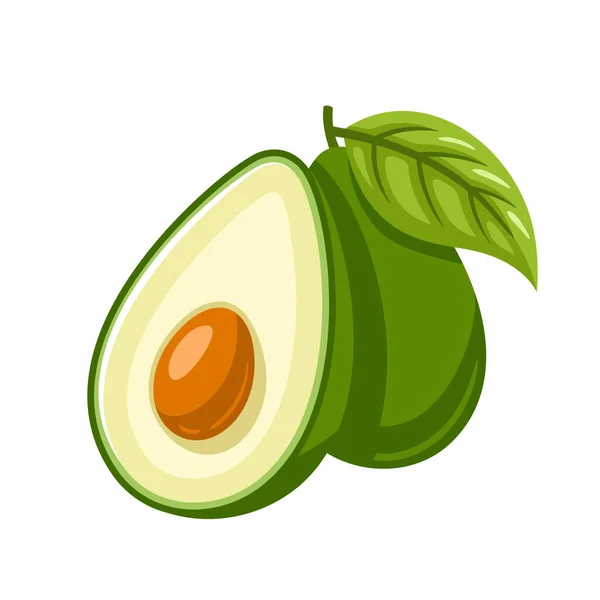 Green Avocado Icon Isolated White Background Vector Illustration — Stock Vector