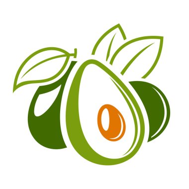 Düz avokado simgesi beyaz arkaplanda izole edildi. Vektör illüstrasyonu