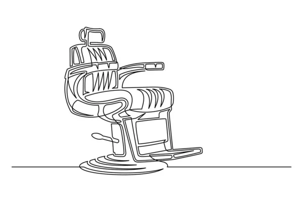 Непрерывное Однолинейное Кресло Парикмахера Винтажное Кресло Парикмахера Изолировано Белом Фоне — стоковый вектор