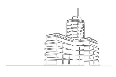 Tek sıra halinde devam edin. Beyaz arka planda izole edilmiş klasik bir bina. İş konsepti. Vektör illüstrasyonu