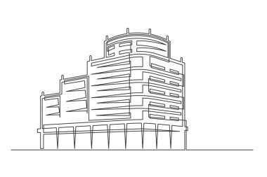 Tek sıra halinde devam edin. Beyaz arka planda izole edilmiş klasik bir bina. İş konsepti. Vektör illüstrasyonu
