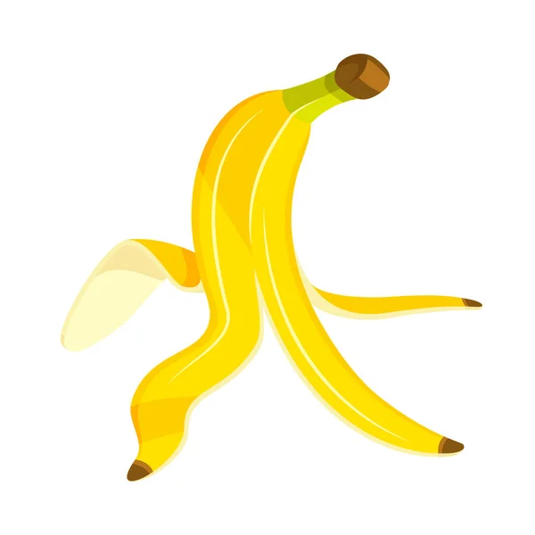 Gele Bananenschil Tekenfilmstijl Vlak Ontwerp Bananenhuid Geïsoleerd Witte Achtergrond Vectorillustratie — Stockvector