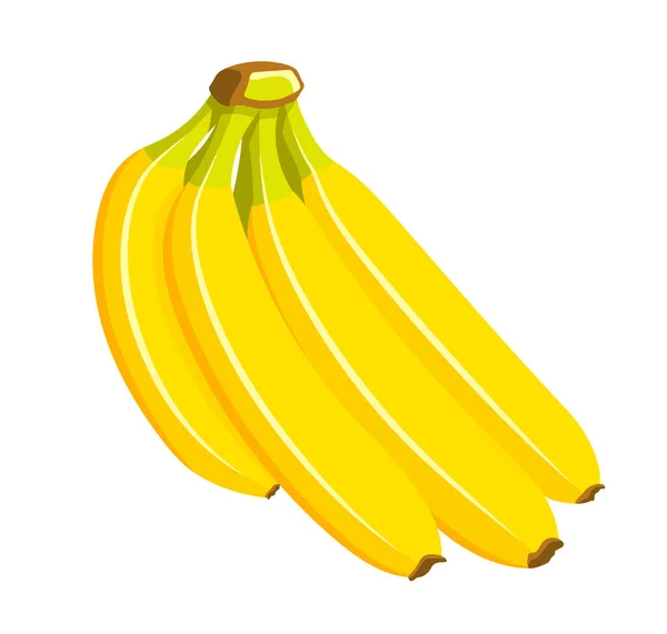 漫画風の美しいバナナ フラットデザイン 黄色のバナナは白い背景に隔離されている ベクターイラスト — ストックベクタ