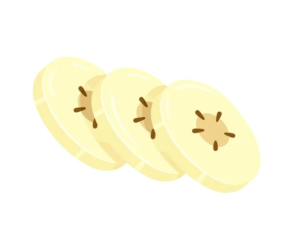 Řezat Banány Kresleném Stylu Plochý Banán Izolovaný Bílém Pozadí Vektorová — Stockový vektor
