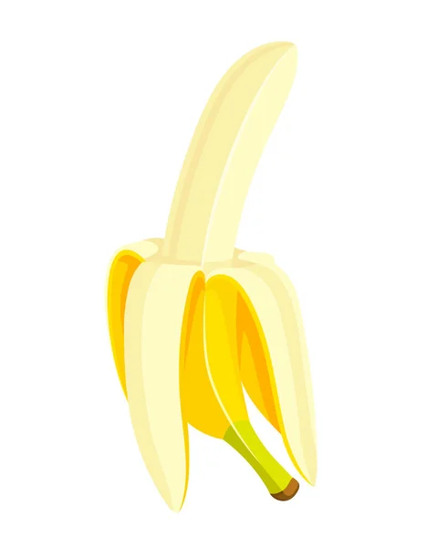 Abierto Plátano Estilo Dibujos Animados Diseño Plano Banano Amarillo Aislado — Archivo Imágenes Vectoriales