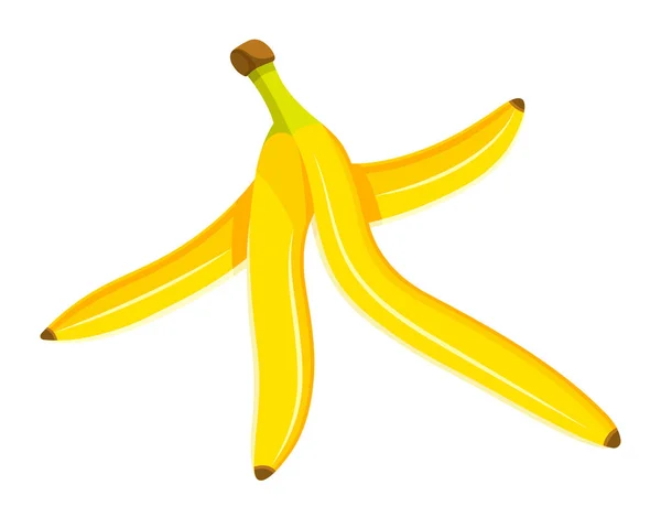 Yellow Banana Peel Cartoon Style Flat Design Banana Skin Isolated — Stock Vector