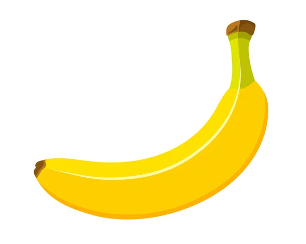 Gyönyörű Banán Rajzfilm Stílusban Lapos Kialakítás Sárga Banán Izolált Fehér — Stock Vector