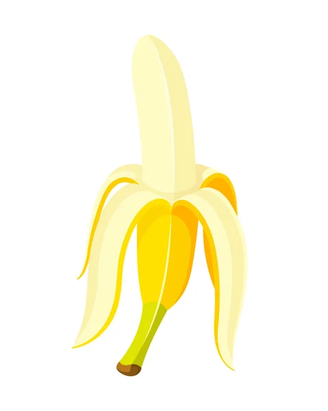 Abierto Plátano Estilo Dibujos Animados Diseño Plano Banano Amarillo Aislado — Vector de stock