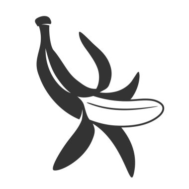 Beyaz arka planda izole edilmiş muz silueti. Basit bir tarz. Vektör illüstrasyonu