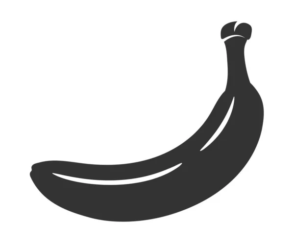 Banán Sziluett Elszigetelt Fehér Háttérrel Egyszerű Stílus Vektorillusztráció — Stock Vector