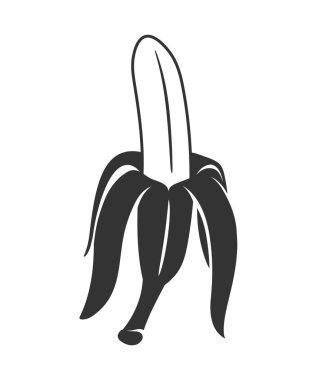 Beyaz arka planda izole edilmiş muz silueti. Basit bir tarz. Vektör illüstrasyonu