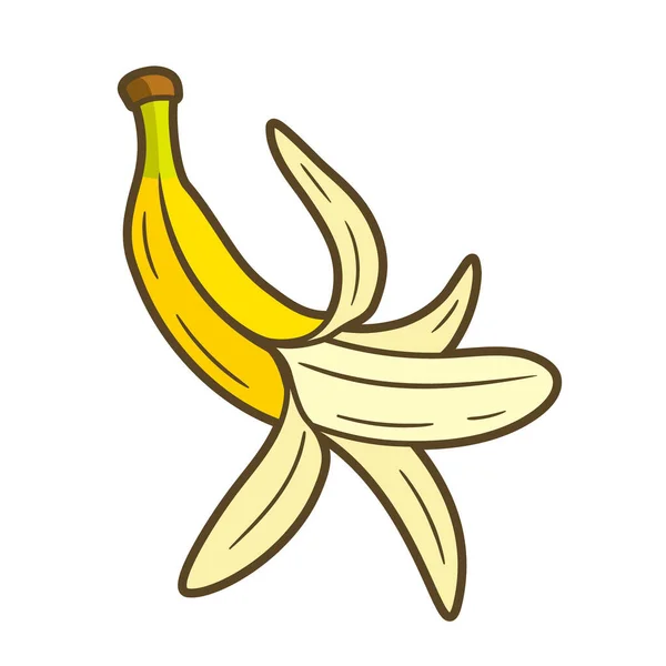 Жовтий Банан Плоский Ізольований Білому Тлі Стиль Мультфільму Векторні Ілюстрації — стоковий вектор