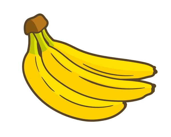 Banana Gialla Piatta Isolata Fondo Bianco Stile Cartone Animato Illustrazione — Vettoriale Stock