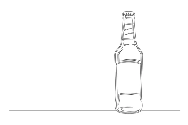 Ciągła Jednoliniowa Butelka Piwa Vintage Butelka Izolowana Białym Tle Koncepcja — Wektor stockowy