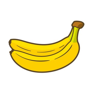 Sarı muz beyazı arka planda izole edilmiş. Çizgi film tarzı. Vektör illüstrasyonu