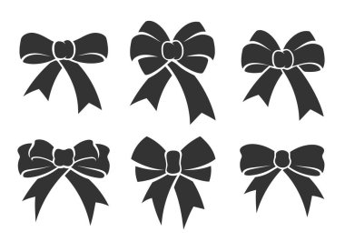 Noel yayları basit bir el çizimiyle ayarlandı. Xmas yayları beyaz arka planda izole edilmiş. Simge tasarımı. Vektör illüstrasyonu