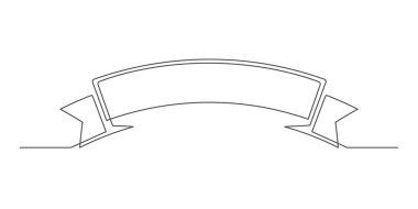 Bir şerit pankartın sürekli bir çizgisi. İş konsepti. Beyaz arka planda izole edilmiş kurdele şekli. Vektör illüstrasyonu