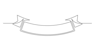 Bir şerit pankartın sürekli bir çizgisi. İş konsepti. Beyaz arka planda izole edilmiş kurdele şekli. Vektör illüstrasyonu