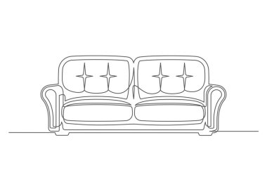 Tek sıra halinde beyaz arka planda izole edilmiş bir kanepe. İç dizayn için klasik kanepe. Düzenlenebilir felç. Vektör illüstrasyonu