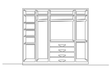 Gardırobu beyaz arka planda izole etmeye devam et. İç tasarım için eski bir dolap. Düzenlenebilir felç. Vektör illüstrasyonu