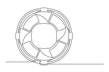 Bir cankurtaran şamandırasının sürekli çizimi. İş konsepti. Hayat kemeri beyaz bir arkaplanda izole edilmiş. Vektör illüstrasyonu